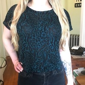 Urban Outfitters Sheer Leopard Print Crop Top